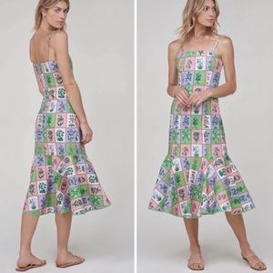 RHODE Paola midi dress, gridded garden floral print.